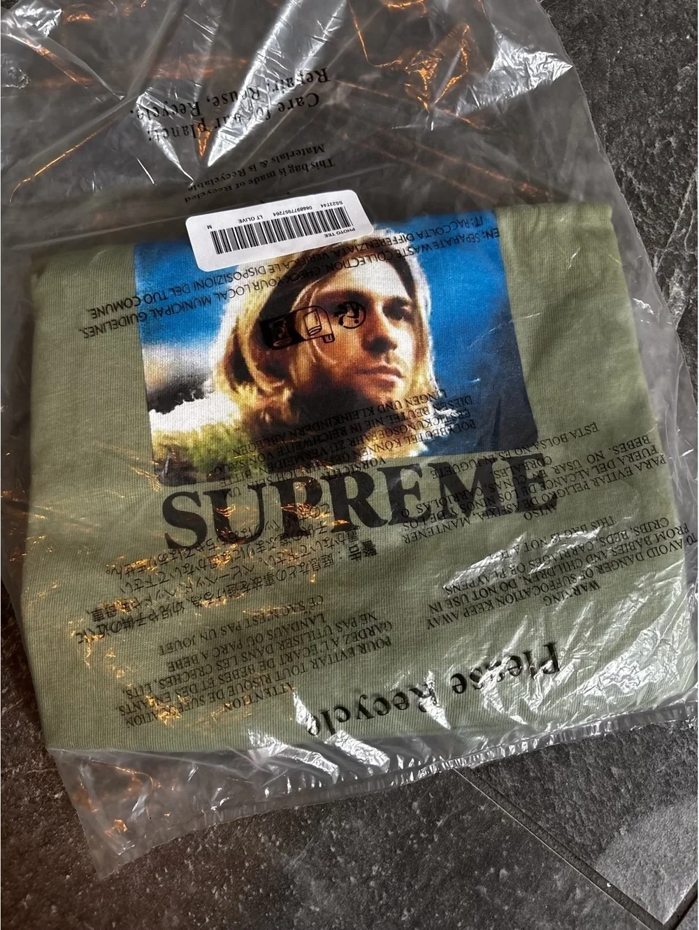 Supreme Kurt Cobain Photo Tee T-Shirt in Light Olive Medium